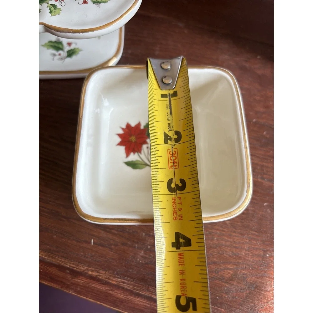 Holly Holiday Home for the Holidays Footed Section Bowl Including 4 Serving Bowl